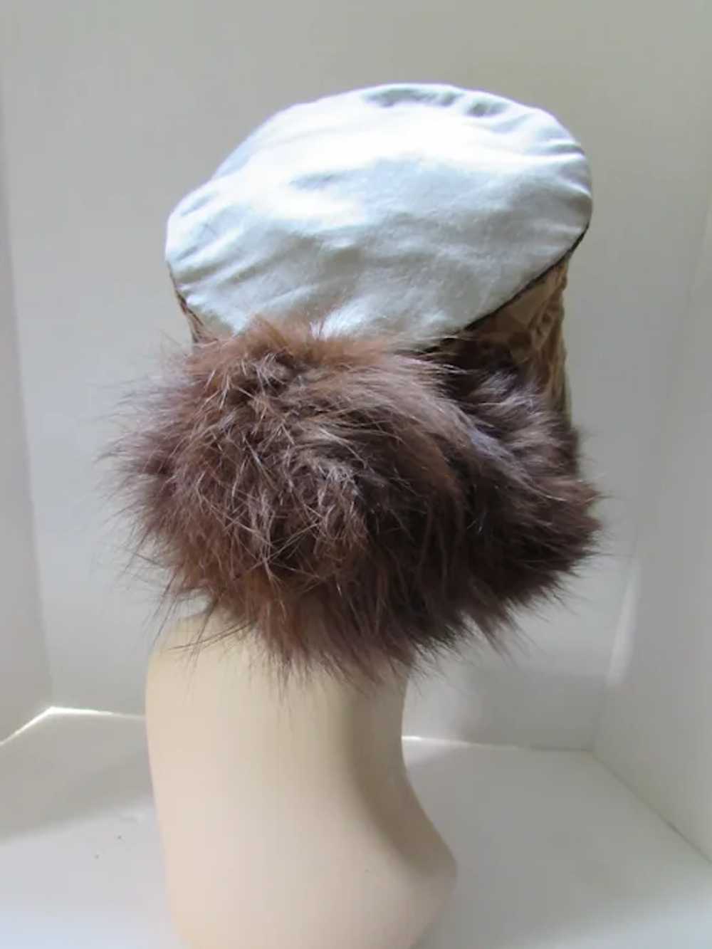 Fabulous 1920 Era High Crown Hat Sage Green Brown… - image 8