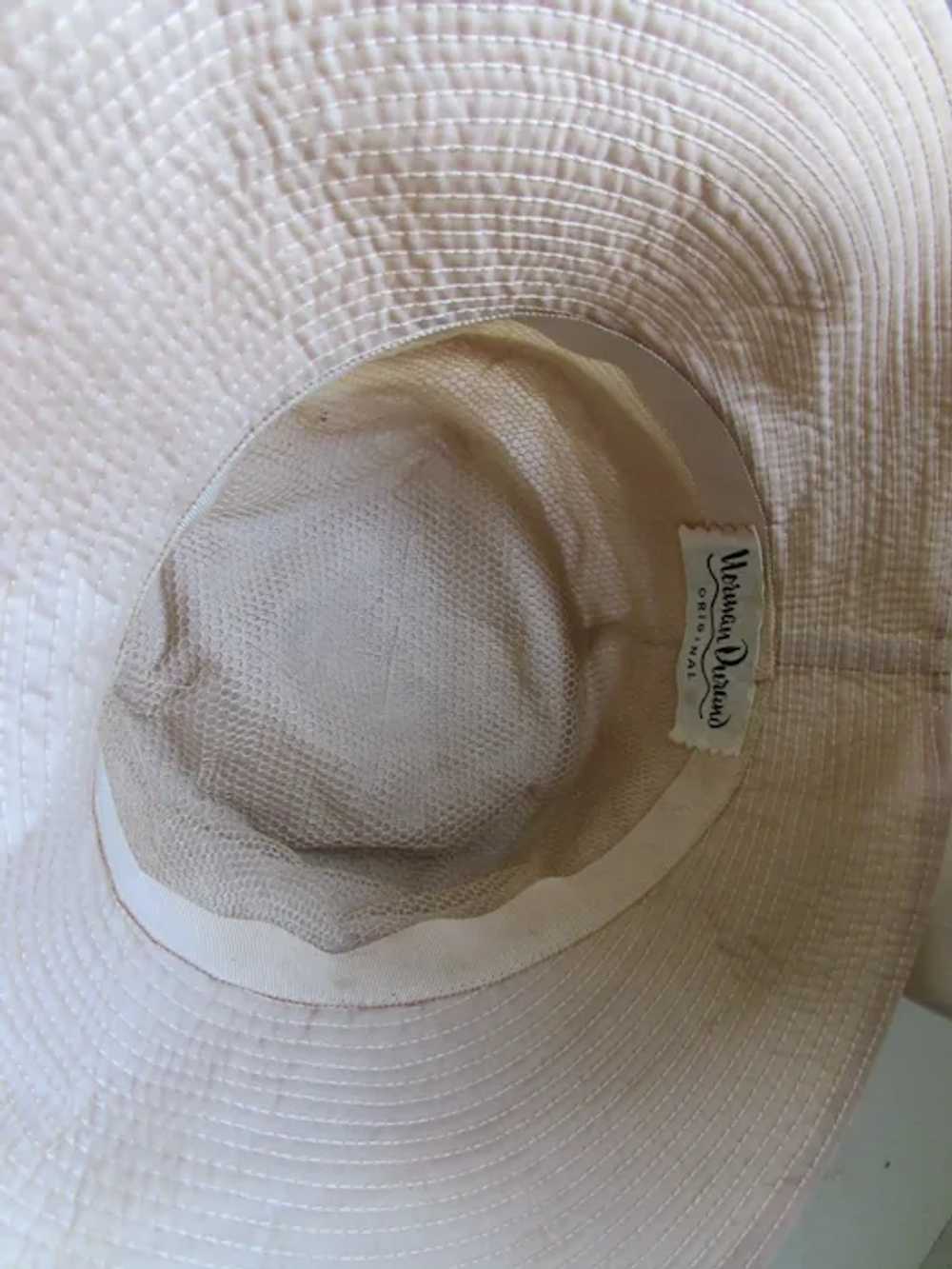 Mid-Century Wide Brim High Crown Hat in Champagne… - image 10