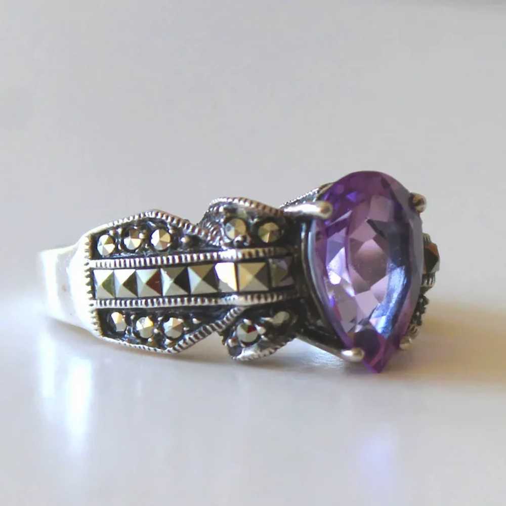 Ring Marcasite and Amethyst Sterling Silver - image 2