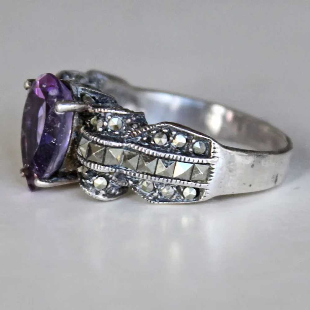 Ring Marcasite and Amethyst Sterling Silver - image 3