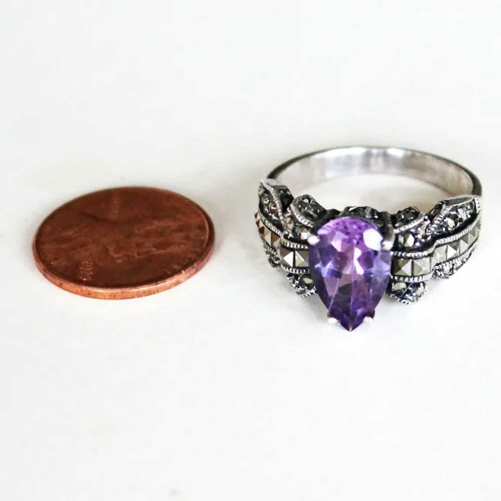 Ring Marcasite and Amethyst Sterling Silver - image 6