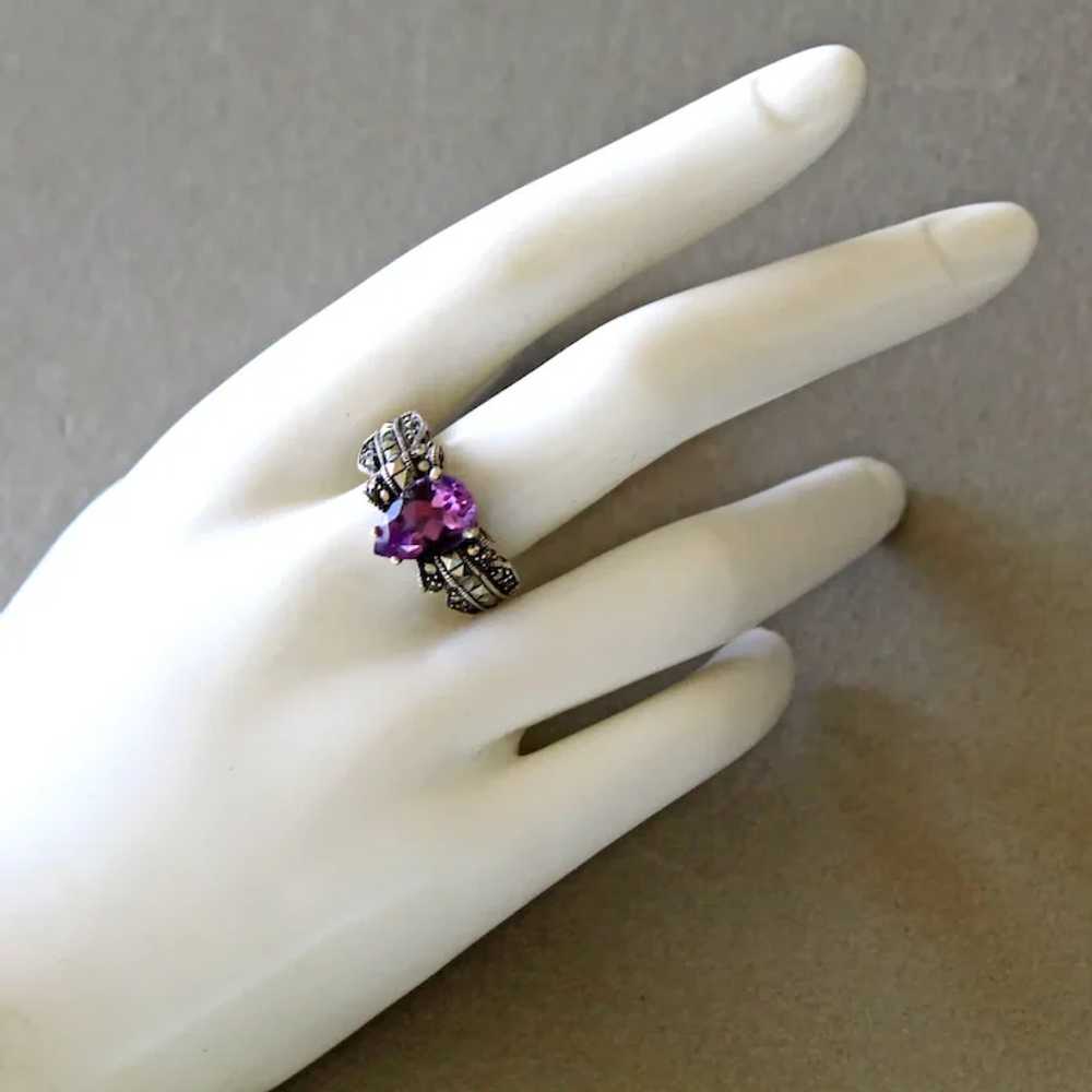 Ring Marcasite and Amethyst Sterling Silver - image 7