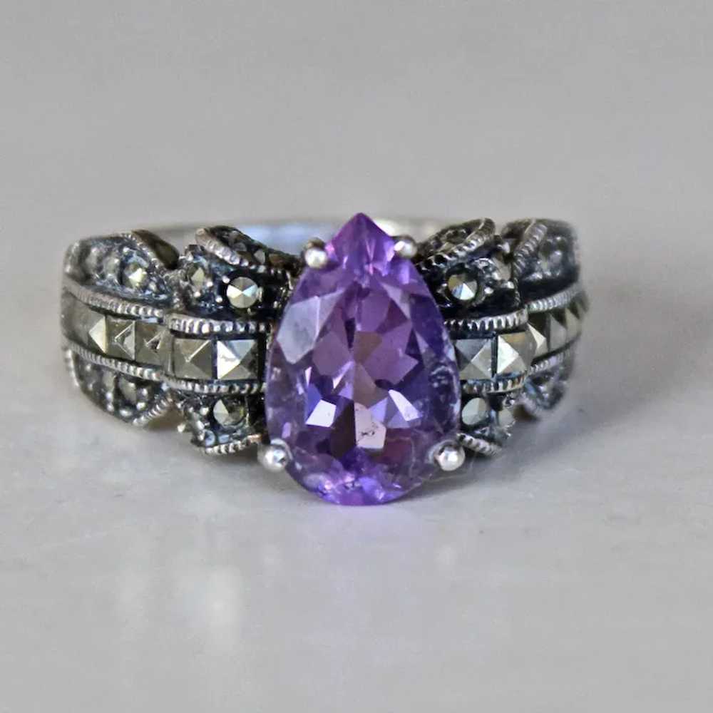 Ring Marcasite and Amethyst Sterling Silver - image 9