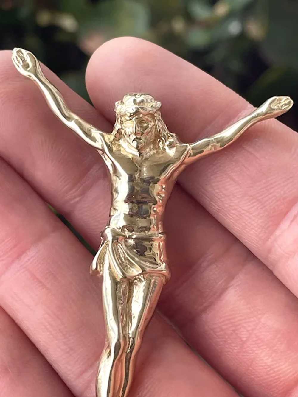 Large 10K Yellow Gold Jesus Cross Crucifix 1 3/4"… - image 8
