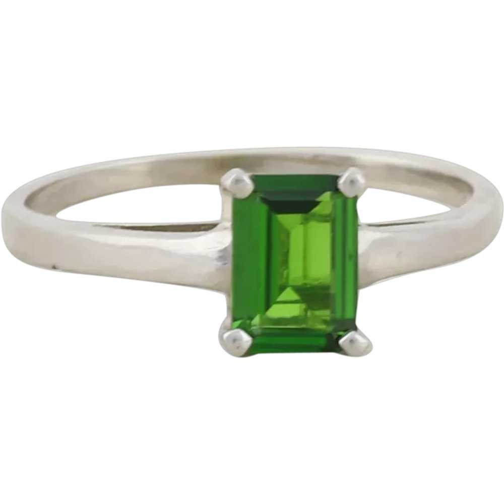 14k White Gold Natural Green Chrome Diopside Ring… - image 1