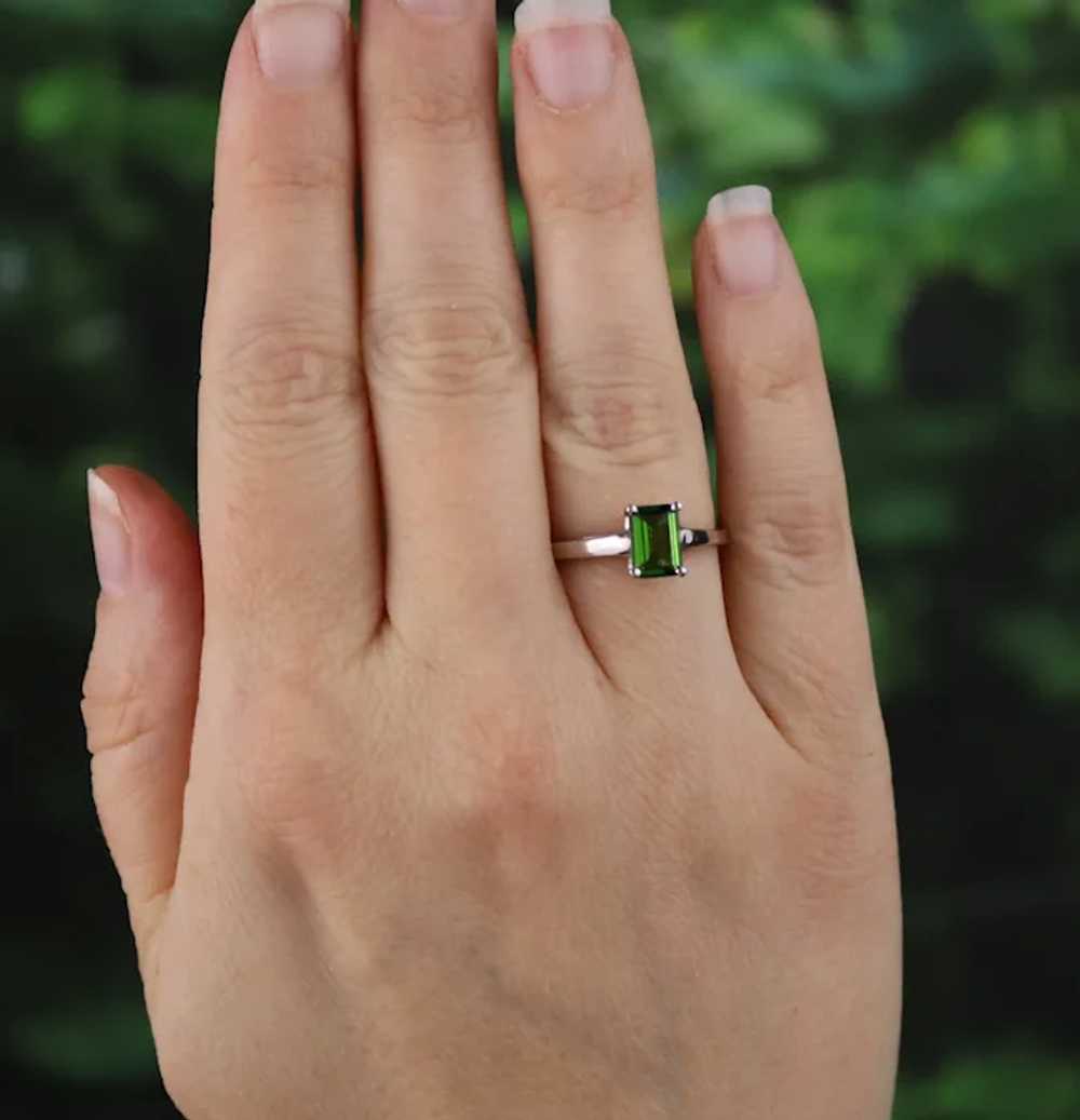 14k White Gold Natural Green Chrome Diopside Ring… - image 3