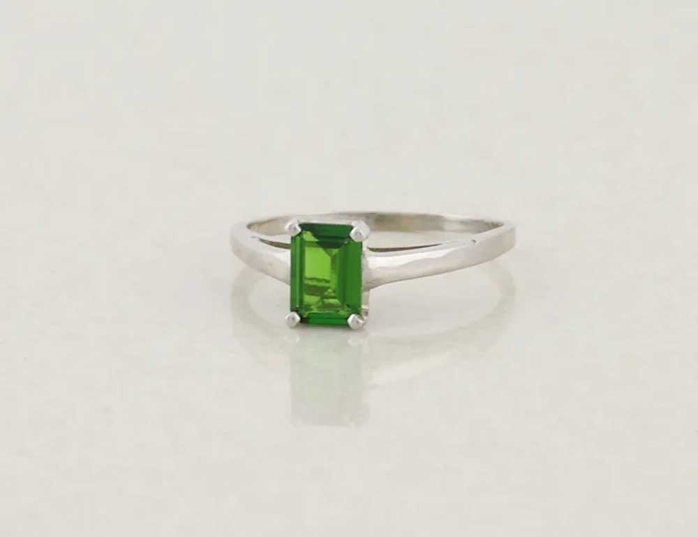 14k White Gold Natural Green Chrome Diopside Ring… - image 6