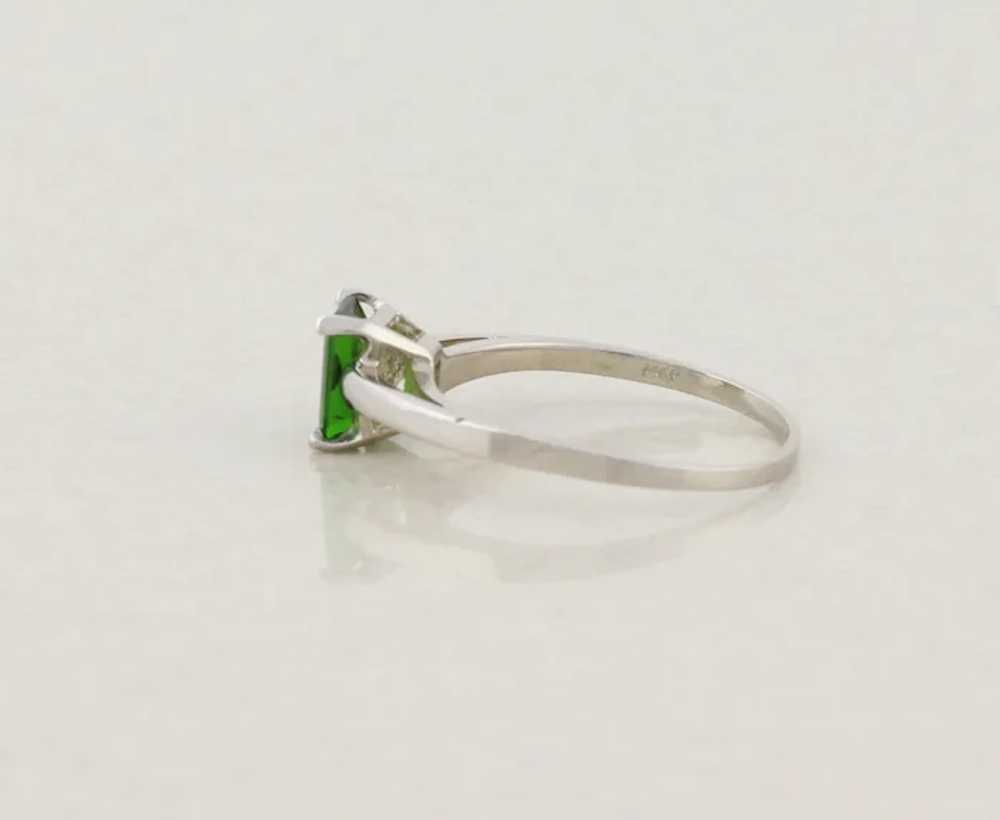 14k White Gold Natural Green Chrome Diopside Ring… - image 8