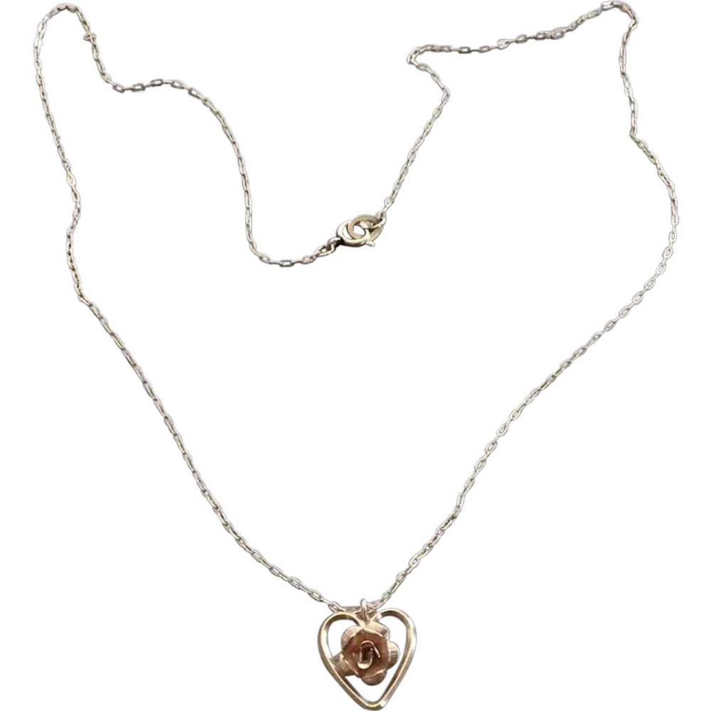 Krementz Gold Filled Heart Rose Pendant Necklace - image 1