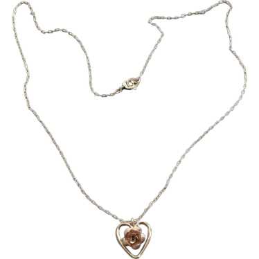 Krementz Gold Filled Heart Rose Pendant Necklace - image 1