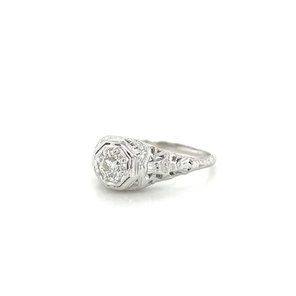 Art Deco 18K White Gold .50ct Old European Cut Be… - image 4