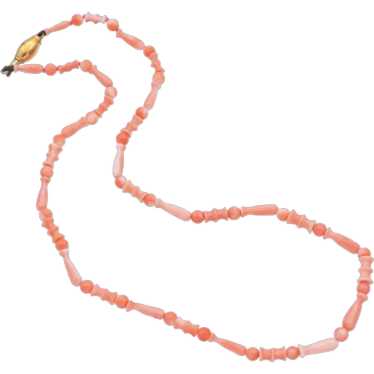 Vintage 18K Yellow Gold Angel Skin Coral Beaded S… - image 1