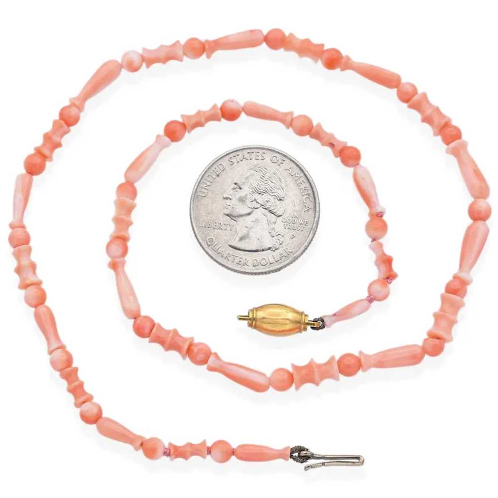 Vintage 18K Yellow Gold Angel Skin Coral Beaded S… - image 3