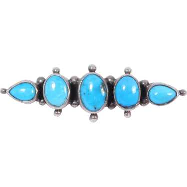 Southwest Sterling Silver Turquoise 5 Stone Brooch - image 1