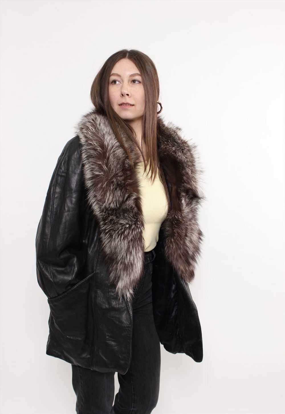 90s leather penny lane coat, vintage woman black … - image 1
