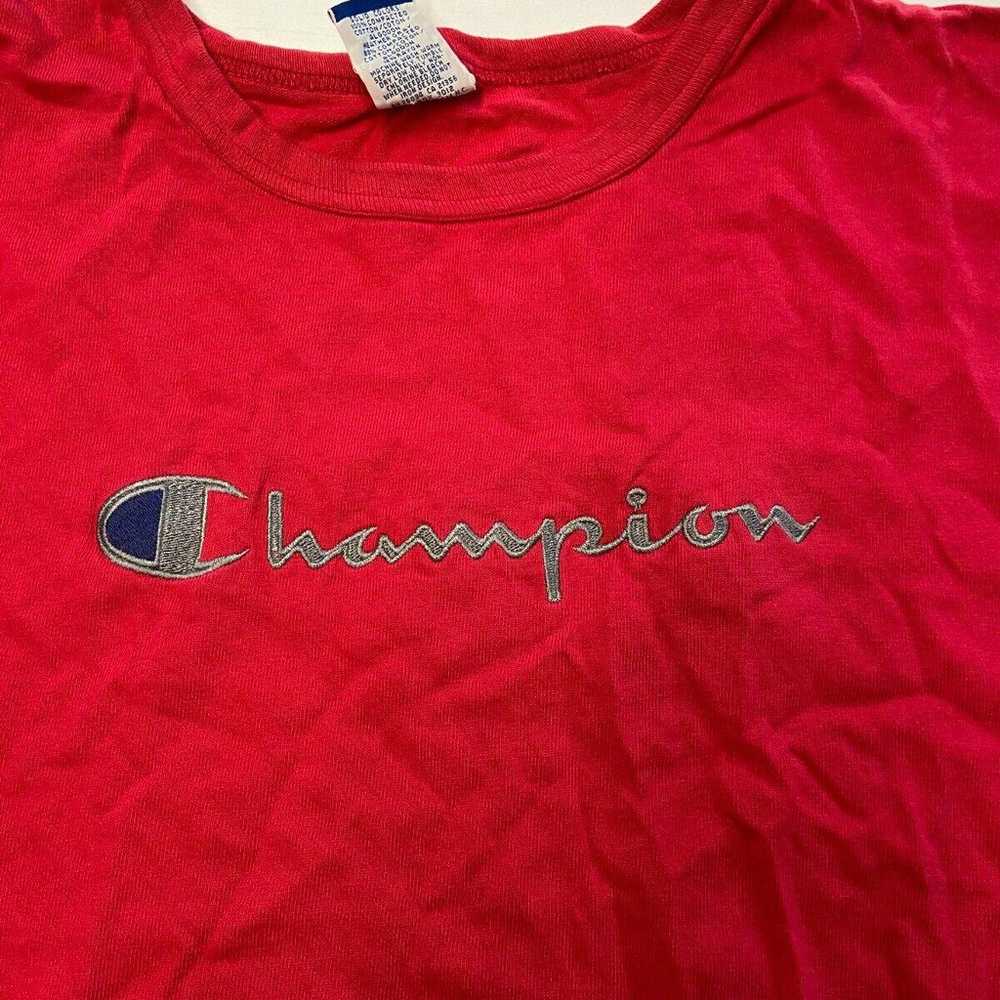 Mens CHAMPION Red Vintage USA Made Stitched Logo … - image 2