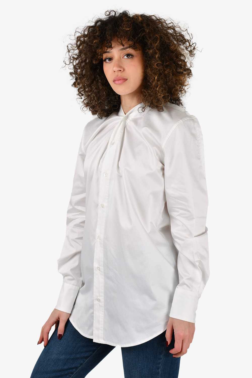 MM6 Maison Margiela White Button-Up Drape Shirt S… - image 1