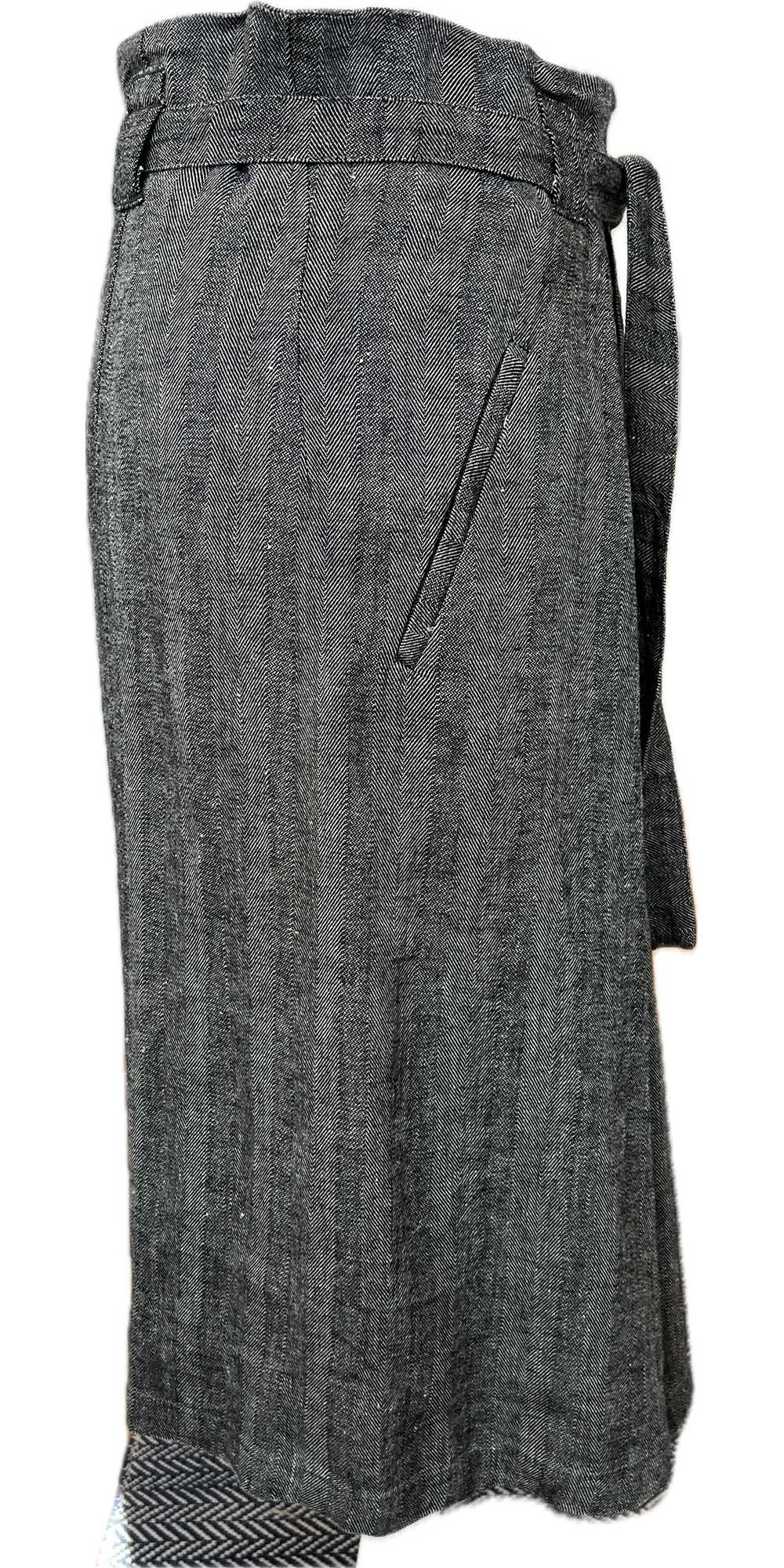 Cotélac Black and Tan Linen Blend Belted Skirt, 0 - image 2