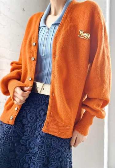 60s orange sunset knit cardigan