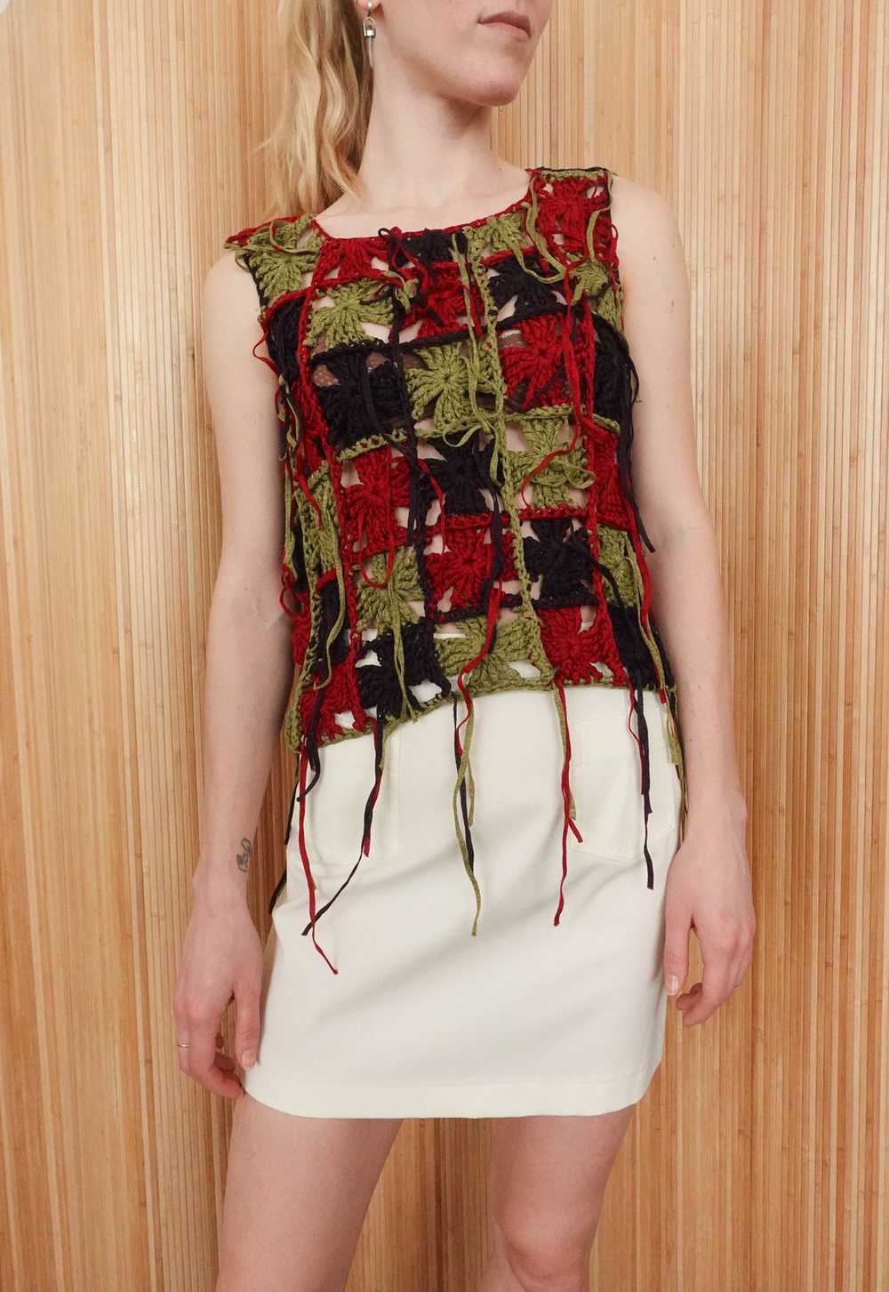 Vintage Italian Designer Hand Crochet Tank - image 1