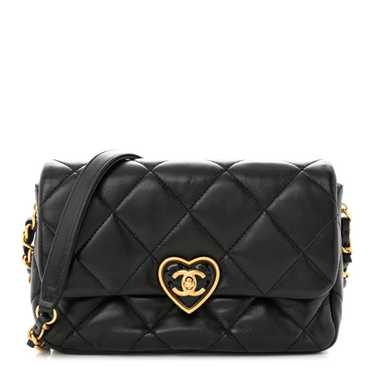 CHANEL Lambskin Plexiglass Quilted Coco Love Flap 
