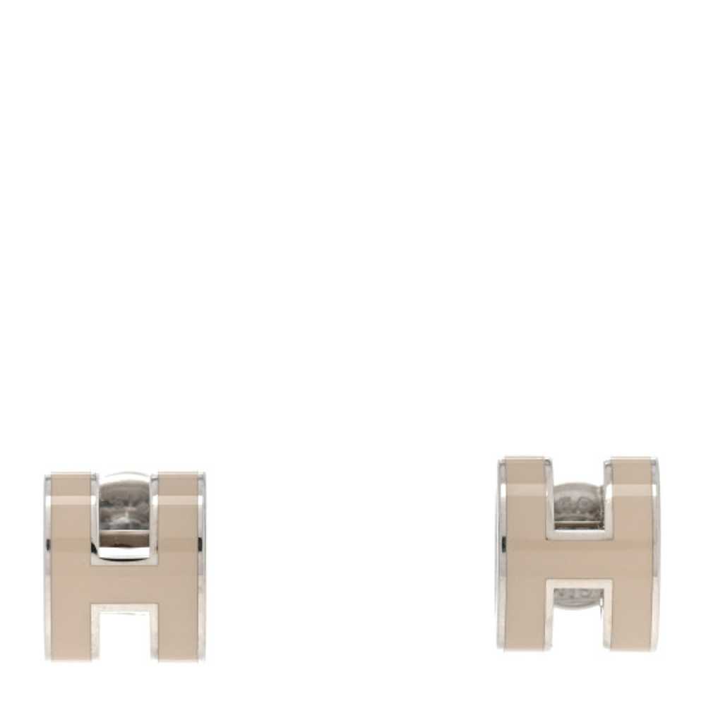 HERMES Palladium Lacquered Mini Pop H Earrings Ma… - image 1