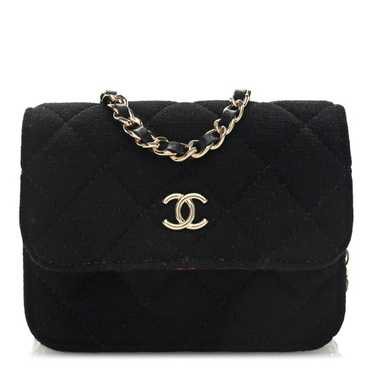 CHANEL Jersey Quilted Micro Mini Flap Black