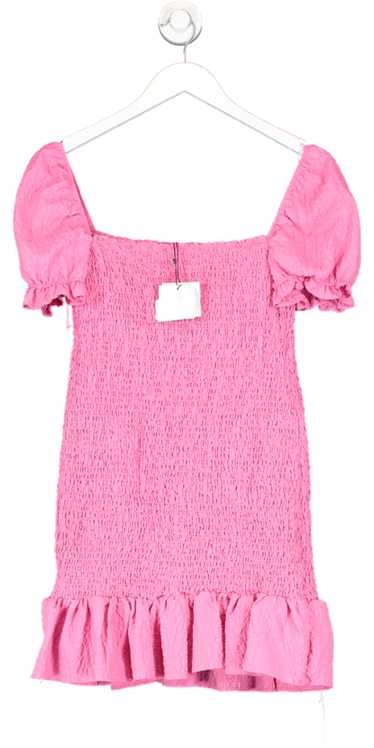 ZARA Pink Square Neck Shirred Dress BNWT UK M - image 1