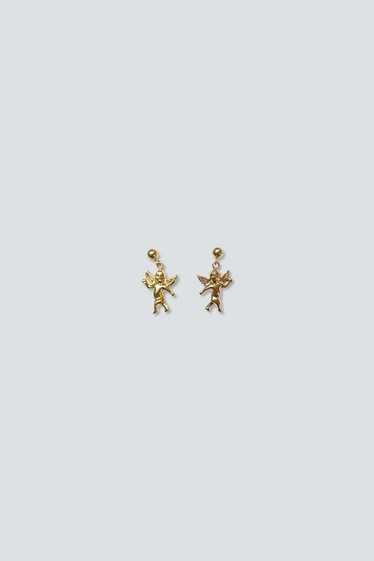 Vintage Angel Dangle Earrings - 14K Gold