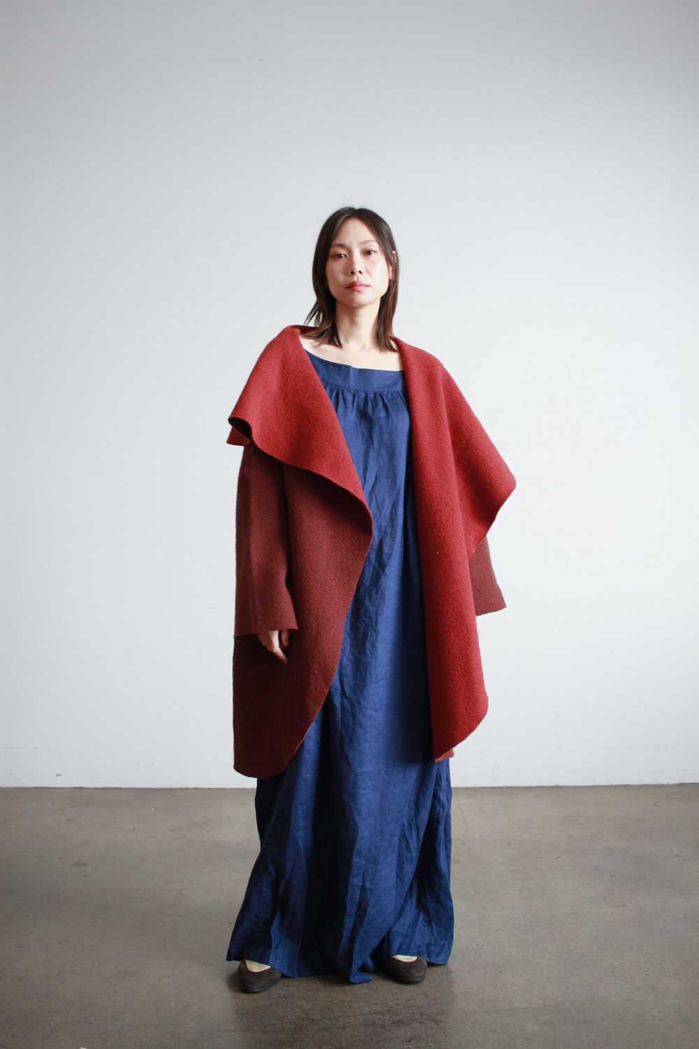 1990s Berry Wool Draped Coat - image 2