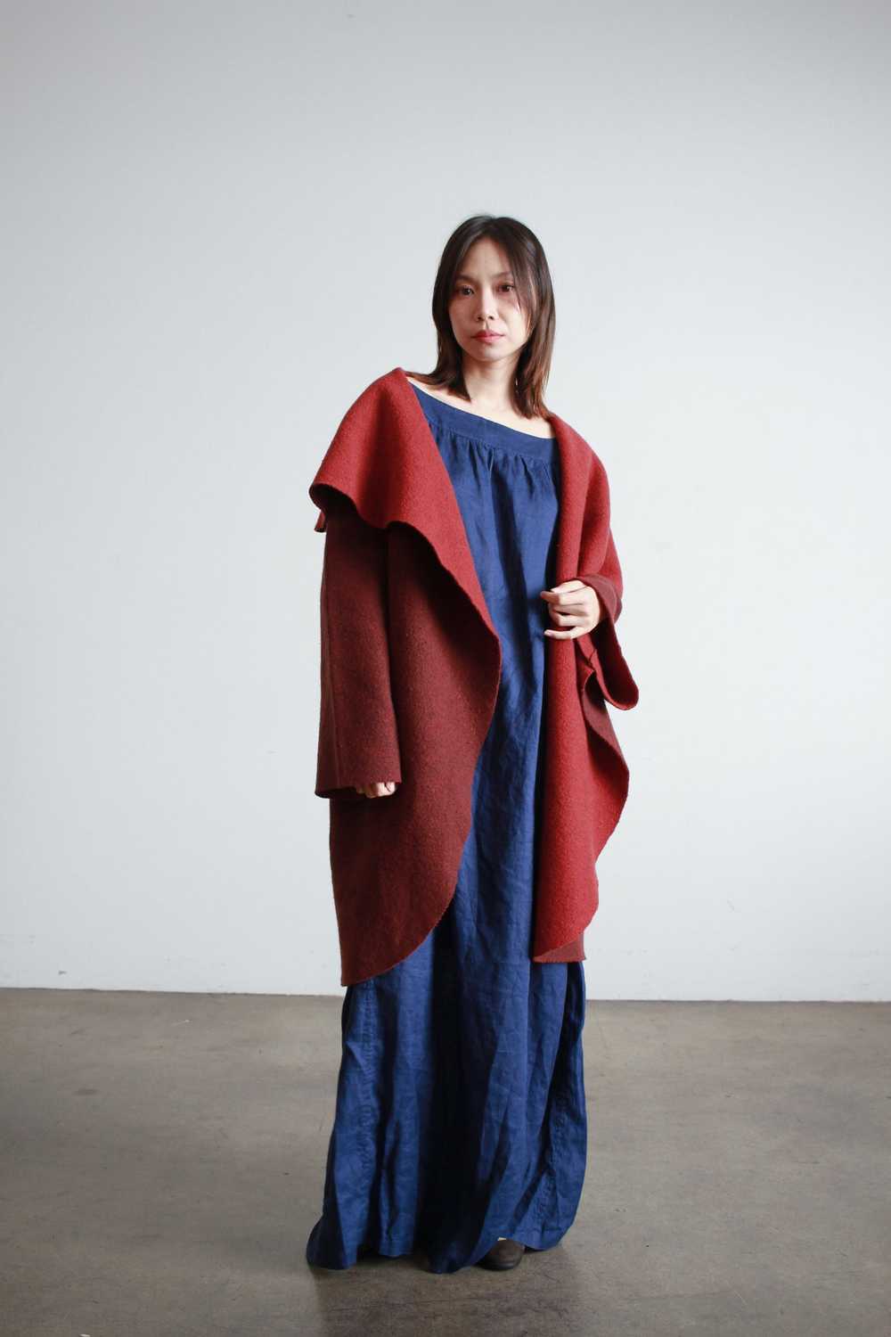 1990s Berry Wool Draped Coat - image 4