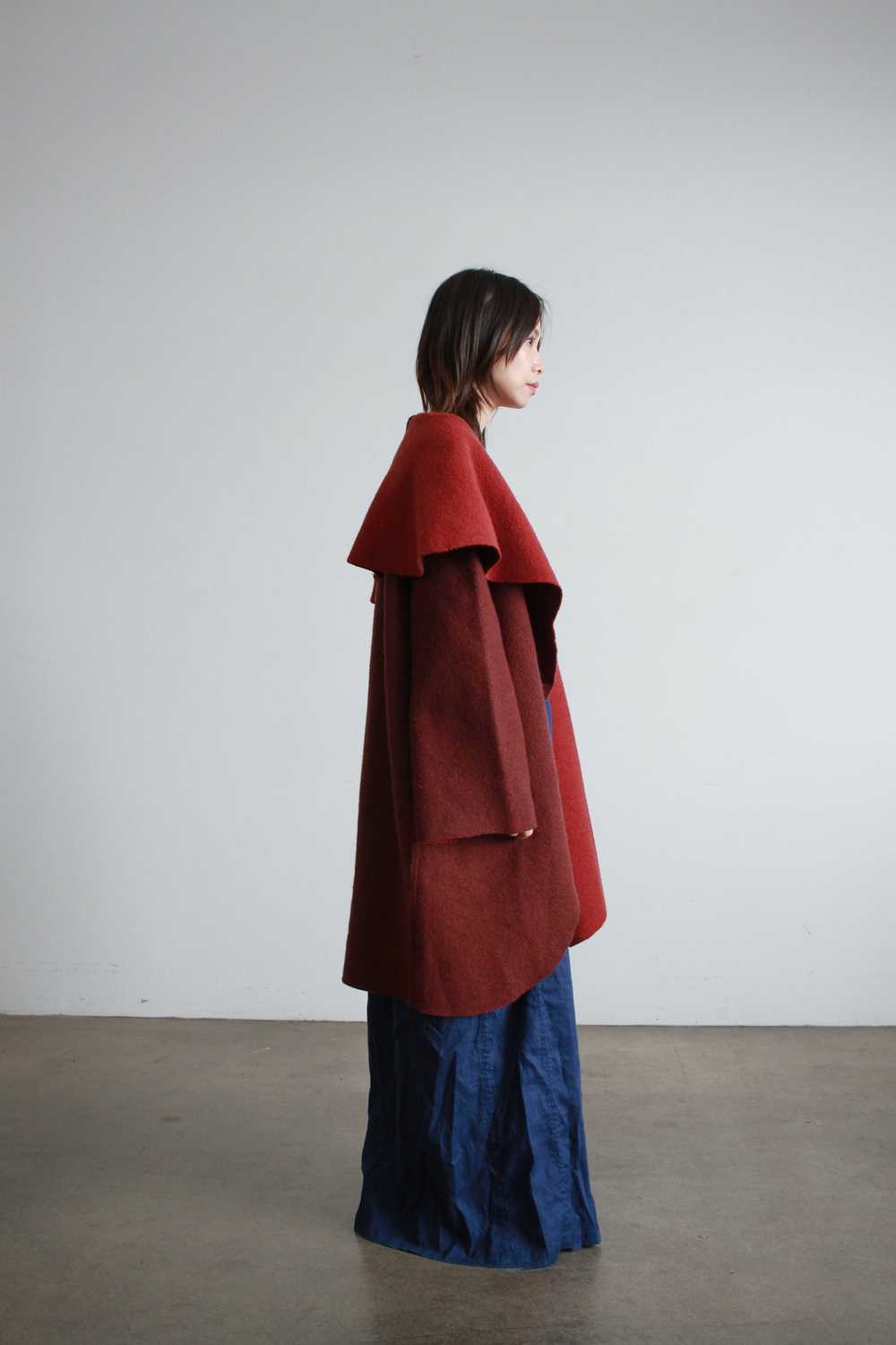 1990s Berry Wool Draped Coat - image 5