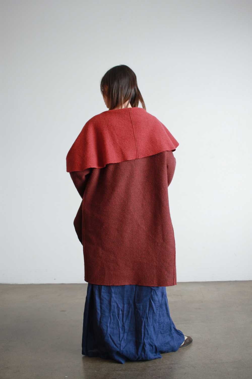 1990s Berry Wool Draped Coat - image 6