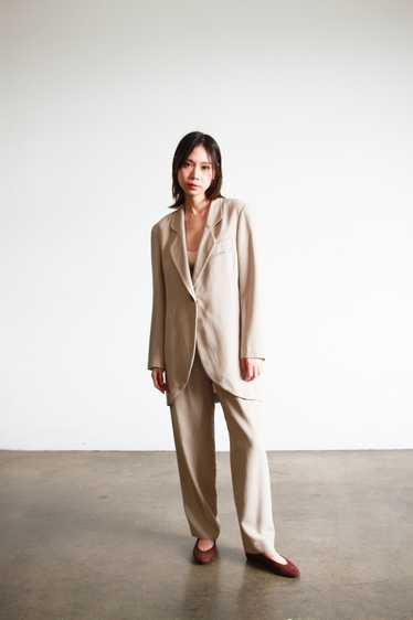 1980s Hiroko Koshino Wool Crepe Stone Suit