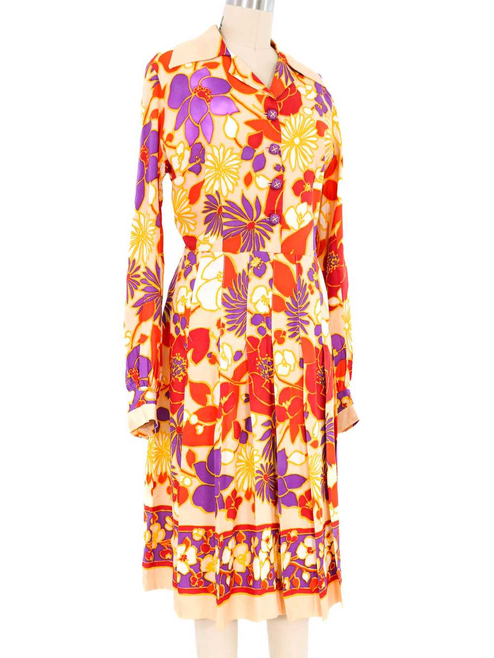 1970s Floral Shirt Dress - image 3