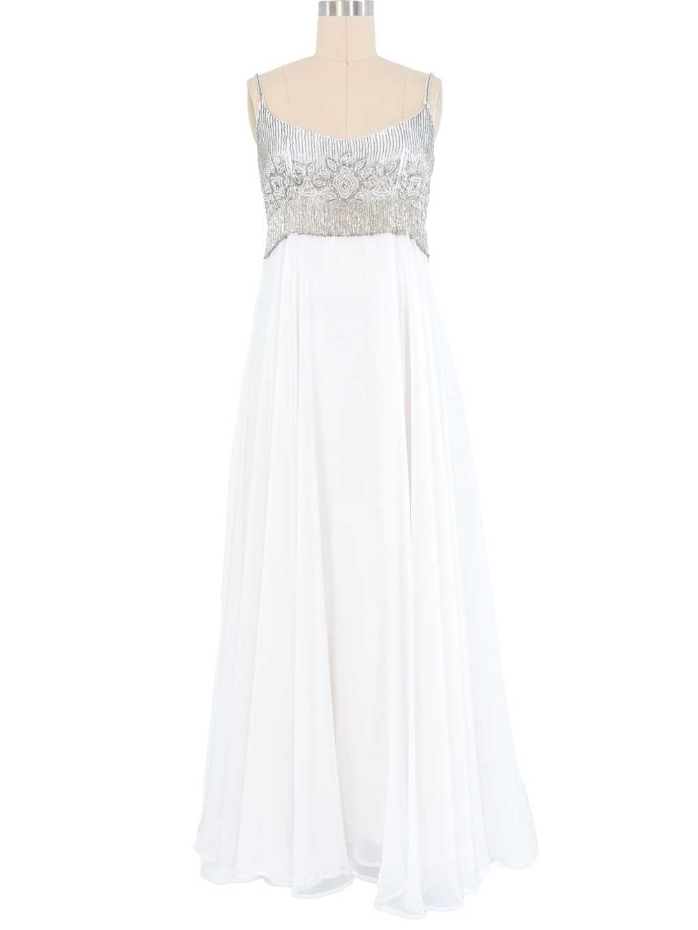 Victoria Royal Embellished White Chiffon Gown Ens… - image 3