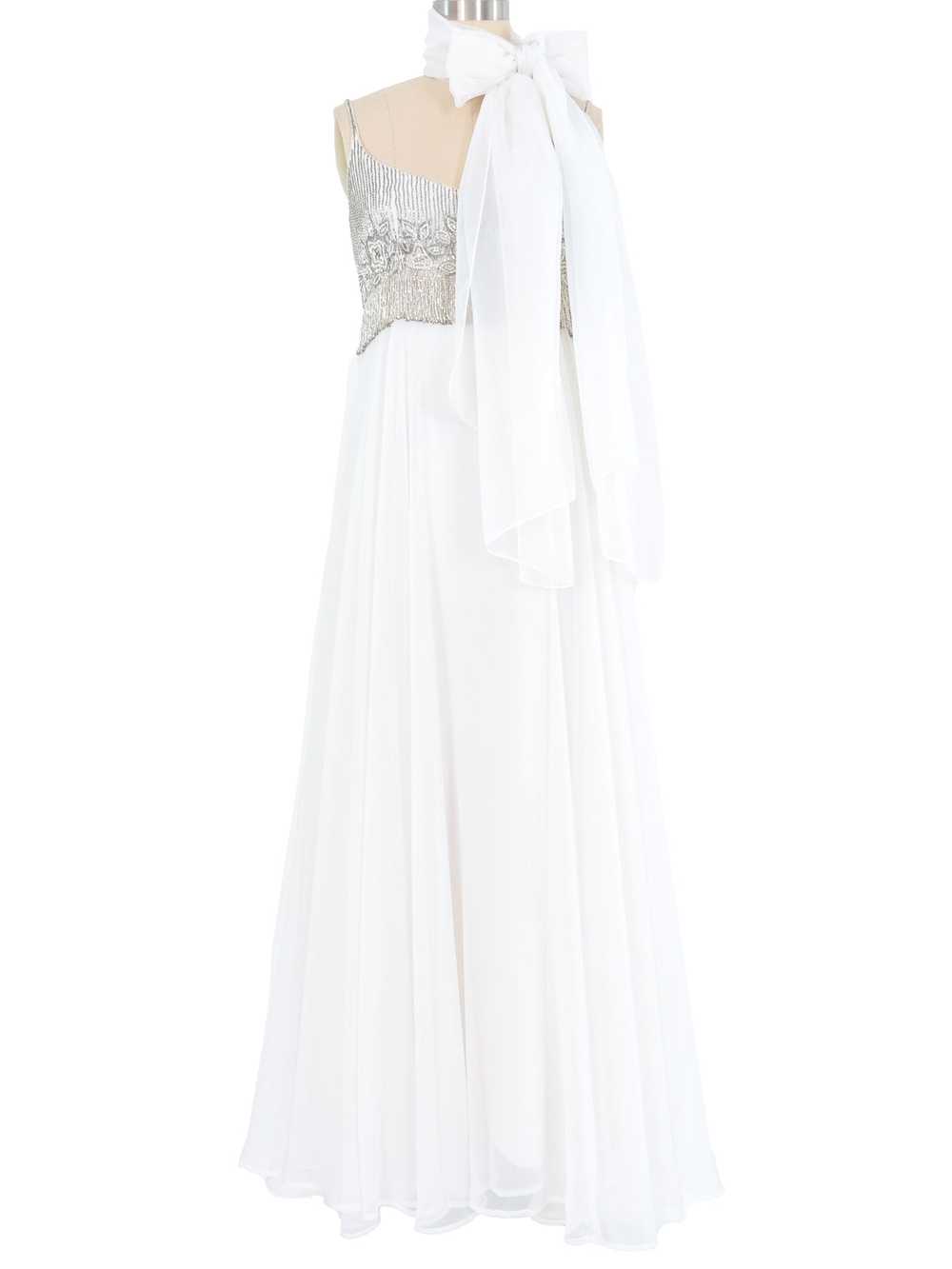 Victoria Royal Embellished White Chiffon Gown Ens… - image 6
