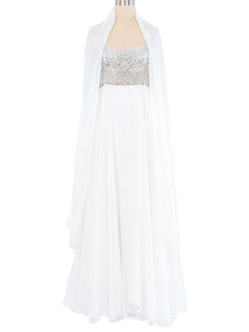 Victoria Royal Embellished White Chiffon Gown Ens… - image 7