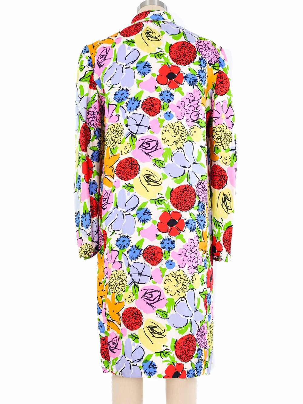 1970s Pauline Trigere Floral Silk Twill Dress - image 4