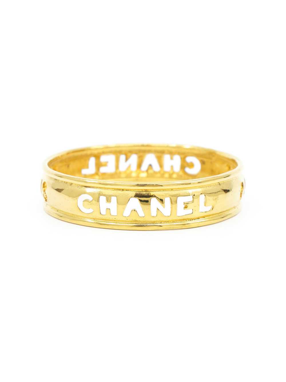 1980s Chanel Cutout Logo Arm Bangle - image 1