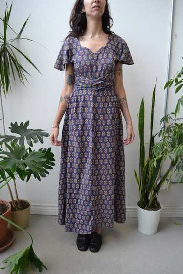 Forties Feedsack Reworked Pinafore Style Wrap Dres