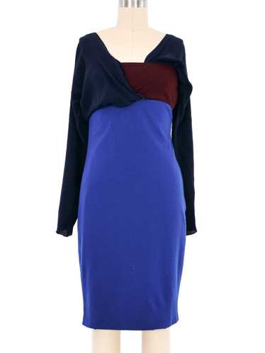 1997 Gianni Versace Navy Colorblock Cocktail Dress