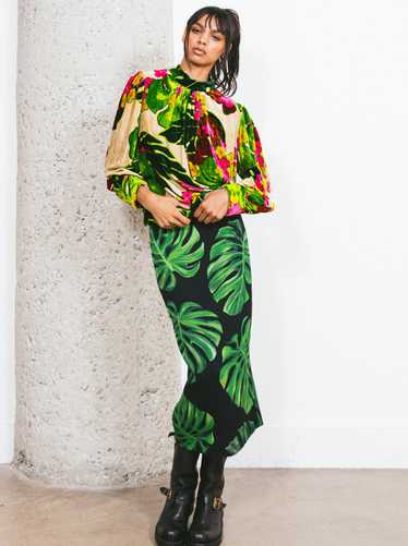 2020 Dolce And Gabbana Monstera Leaf Printed Skirt