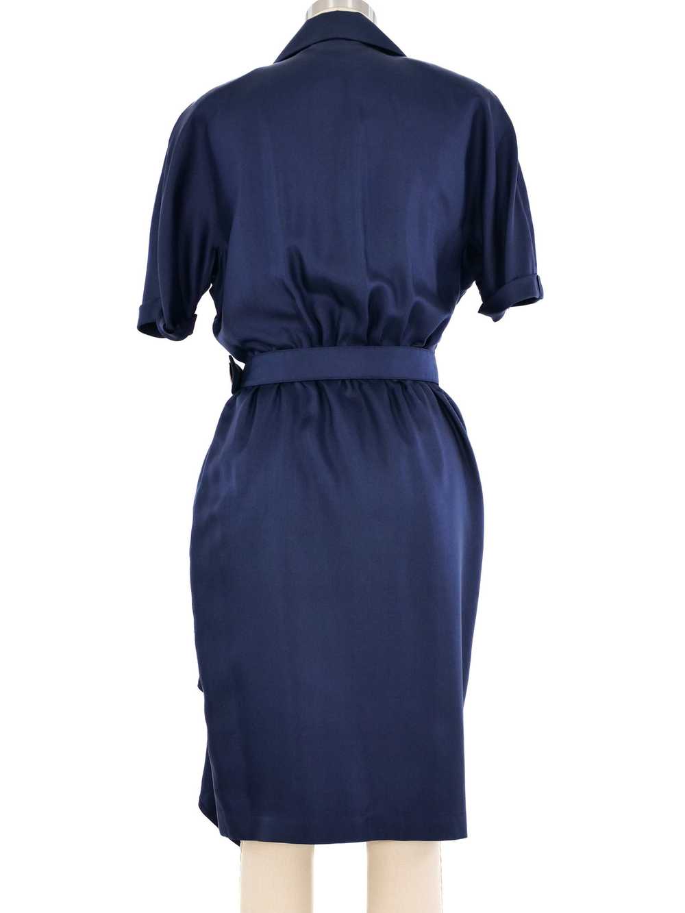 Thierry Mugler Navy Silk Wrap Dress - image 4