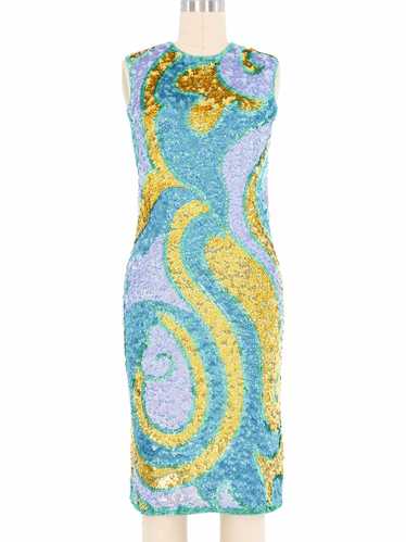 Chez Royale Sequin Knit Turquoise And Gold Mod Dre
