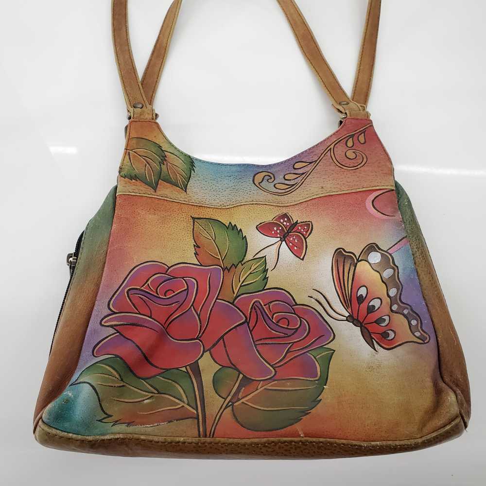 Anuschka Leather Hand Painted Multicolor Butterfl… - image 2
