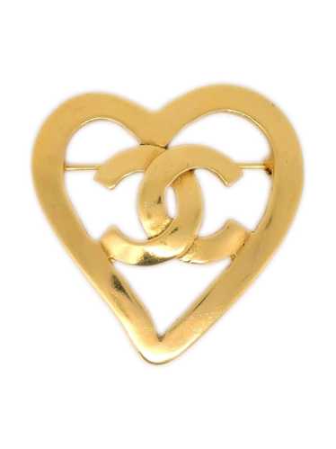 CHANEL Pre-Owned 1995 CC heart brooch - Gold - image 1