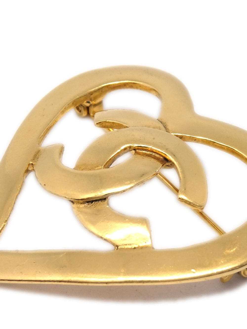 CHANEL Pre-Owned 1995 CC heart brooch - Gold - image 2