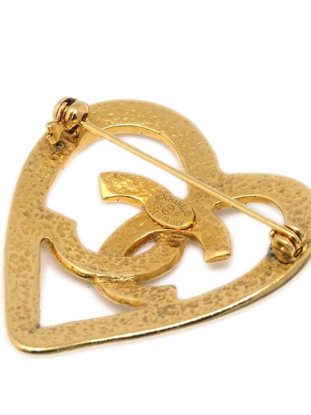 CHANEL Pre-Owned 1995 CC heart brooch - Gold - image 3