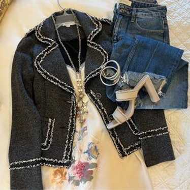 Mystree Knit Jacket With Fringe Size Small - image 1